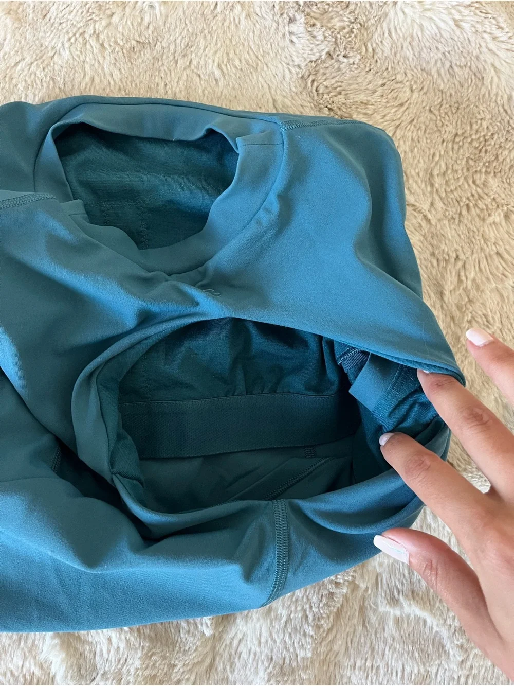 Lululemon Teal Cutout Back Built In Sports Bra